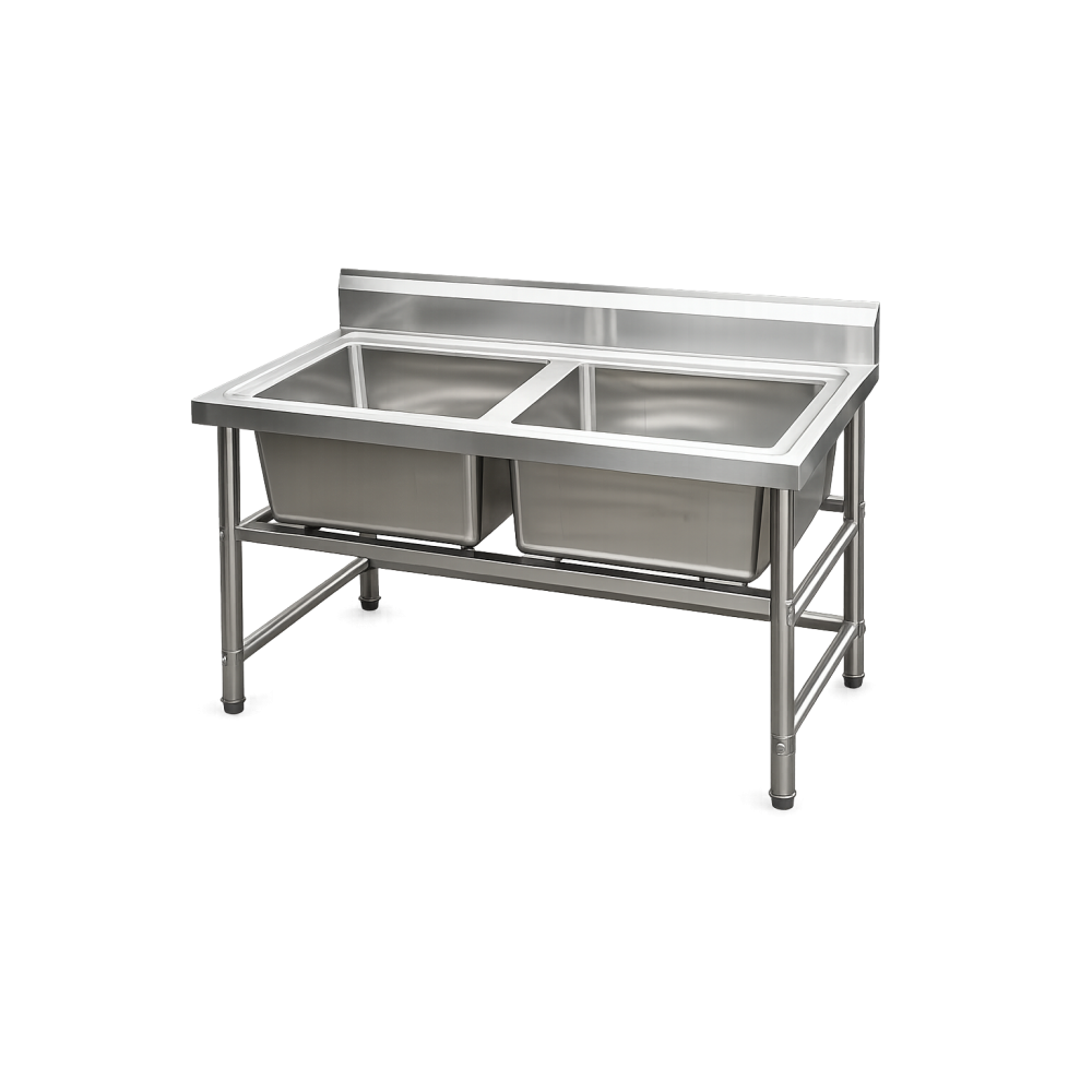 2 MEDENCÉS MOSOGATÓ, 50X50 CM, CSŐLÁBBAL