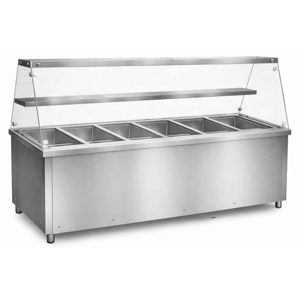 6XGN1/1 KAPACITÁSÚ MELEGENTARTÓ, EGYENES ÜVEGES FELÉPÍTMÉNNYEL