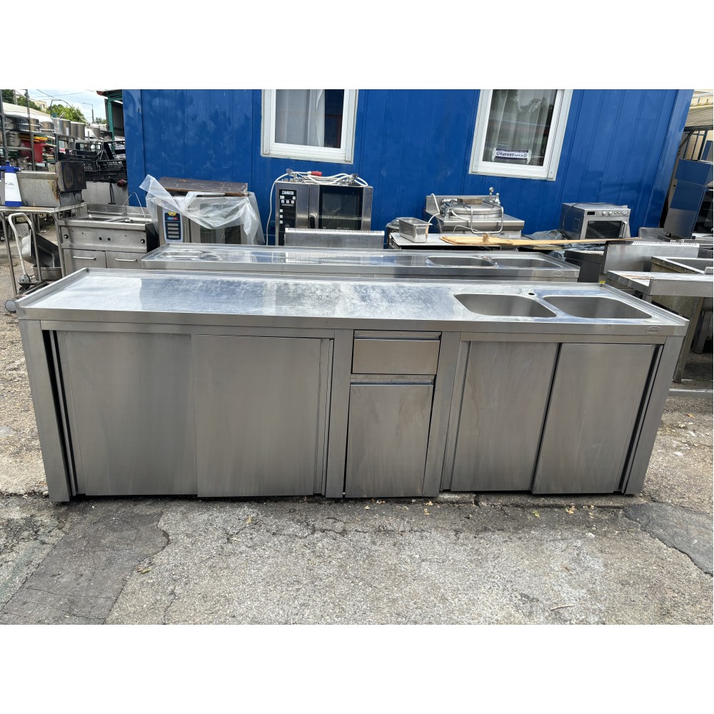 Rozsdamentes Semlegespult kétmedencés mosogatóval