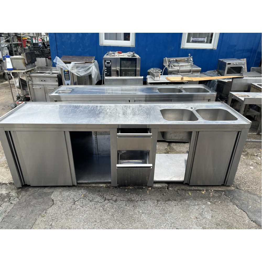 Rozsdamentes Semlegespult kétmedencés mosogatóval