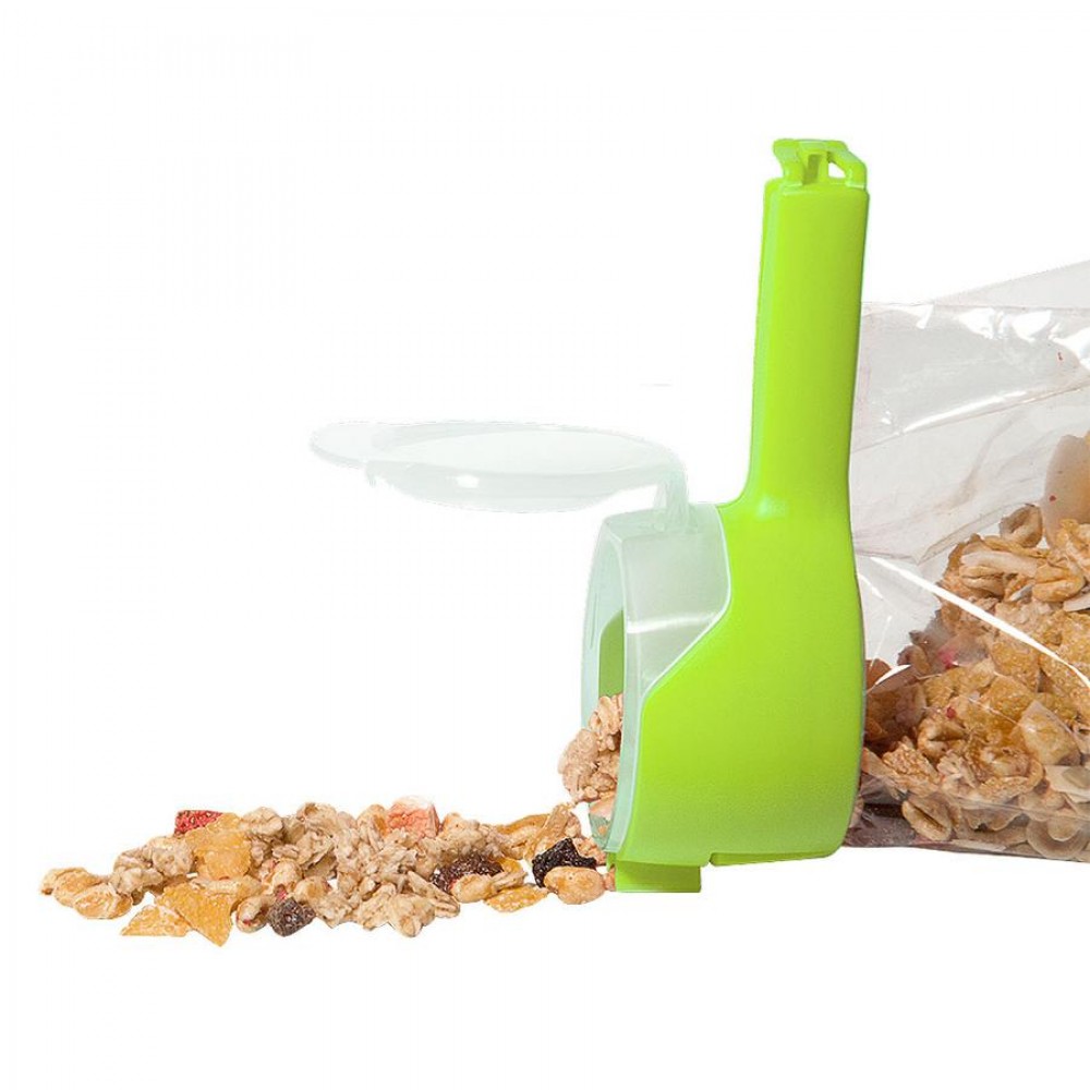 Frissen tartó zacskólezáró csipesz, zöld, 14 cm