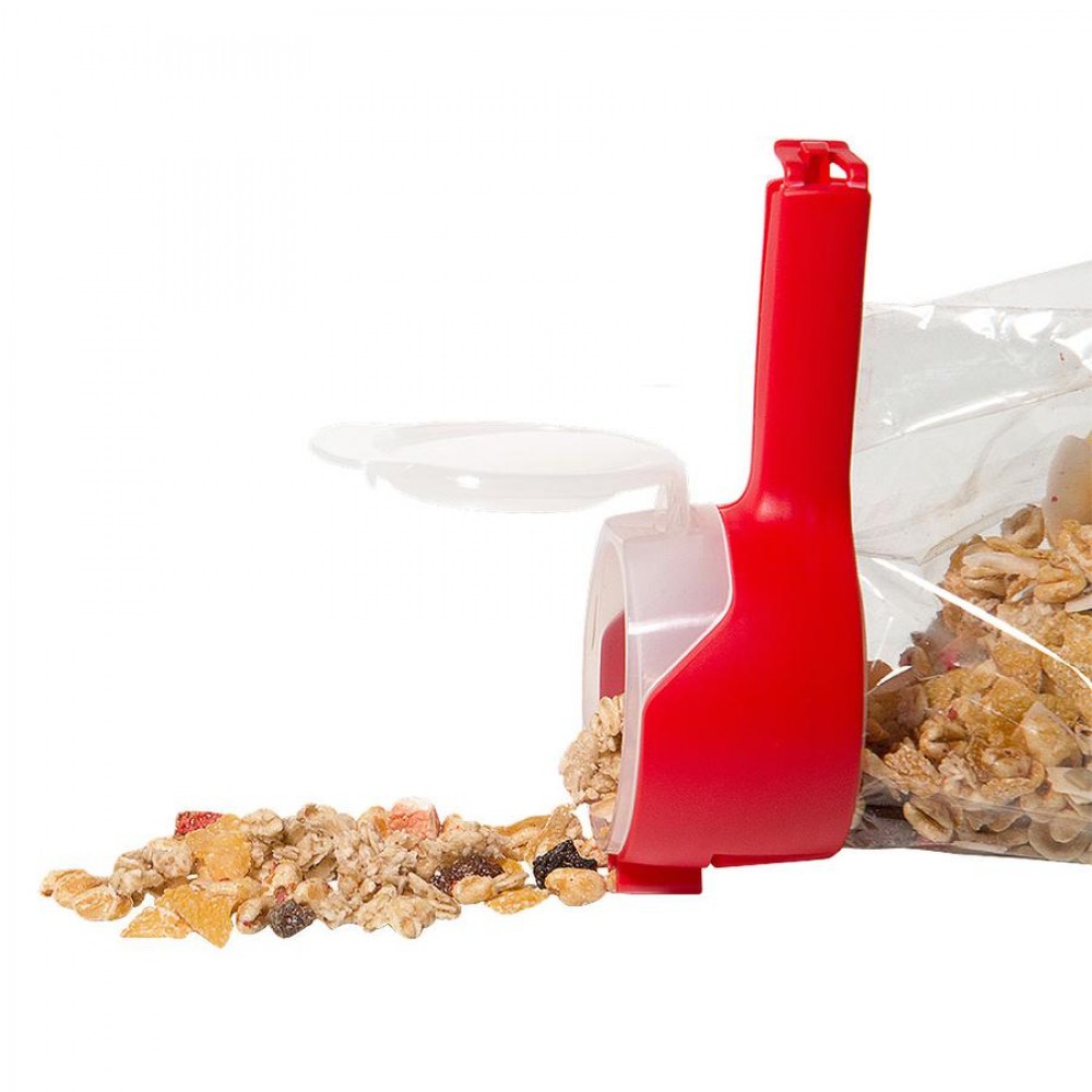 Frissen tartó zacskólezáró csipesz, piros, 14 cm