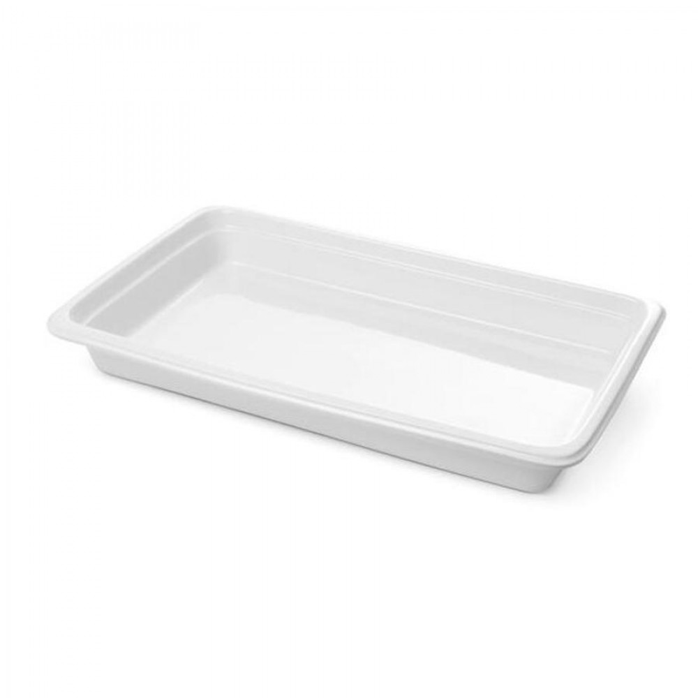 Porcelán GN 1/1-es edény 65 mm mély, fehér, 8,8 L, 530 x 325 x 65 mm
