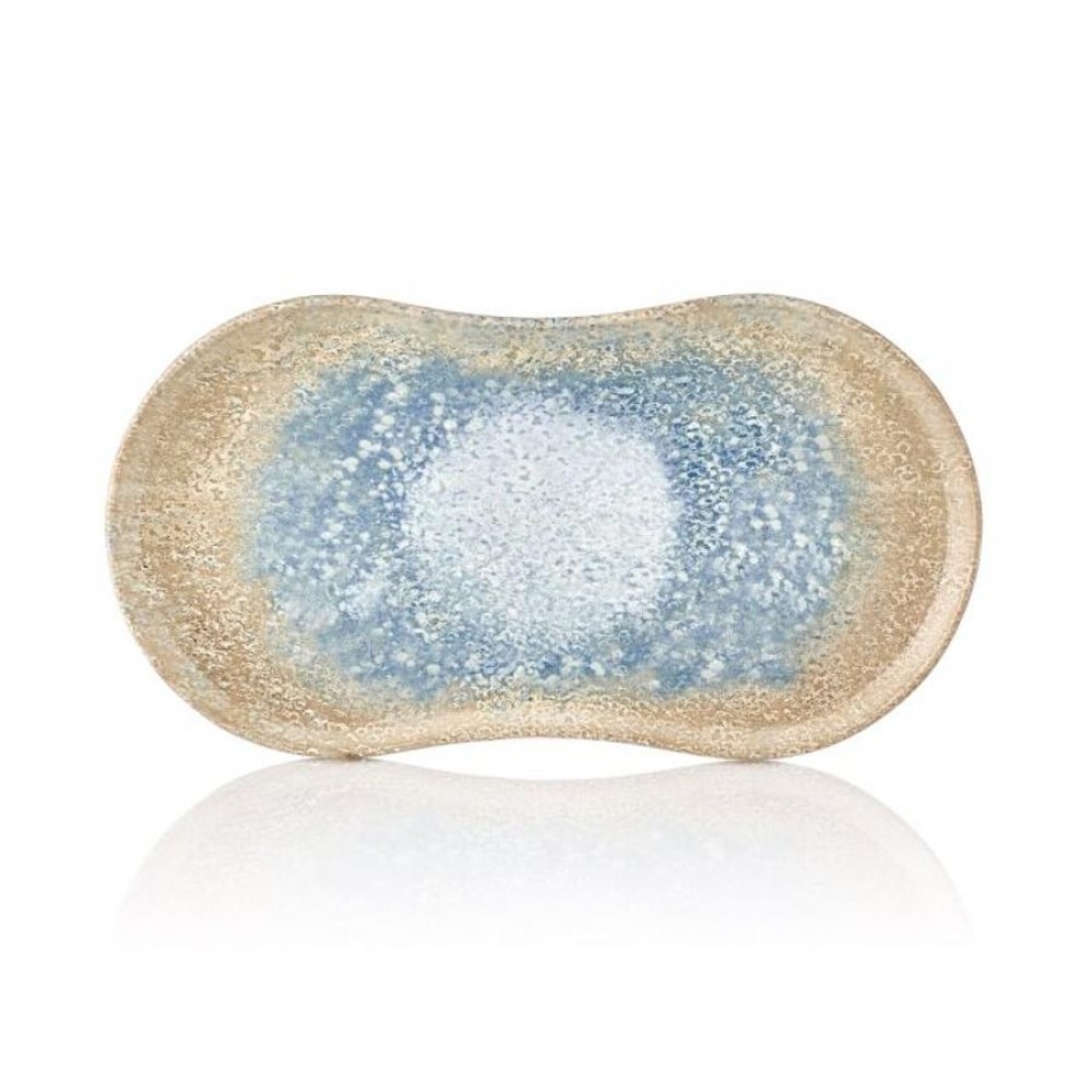 Smooth vegan jing-jang tányér 26 x 15 cm, sárga - kék