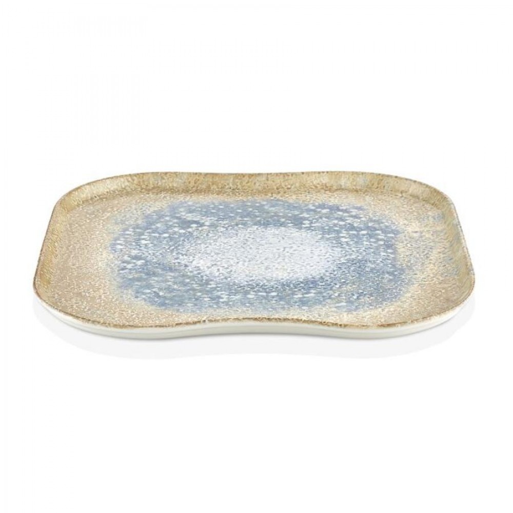 Smooth vegan négyzettányér 33 x 33 cm, sárga - kék