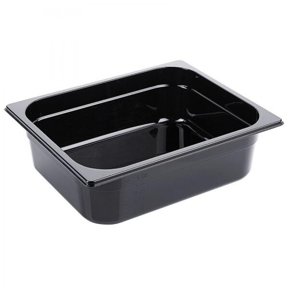 Fekete polikarbonát GN 1/2-es edény 100 mm mély, 6,1 L