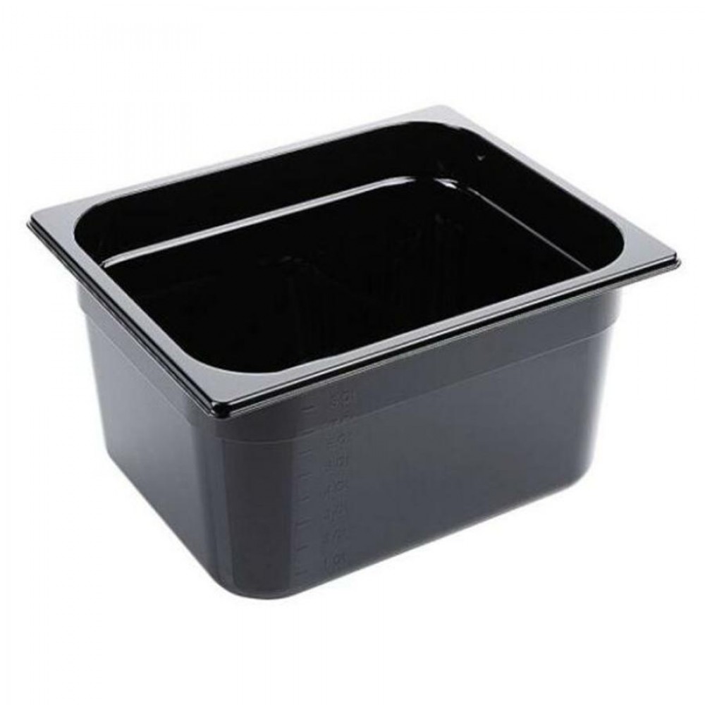 Fekete polikarbonát GN 1/2-es edény 200 mm mély, 12 L