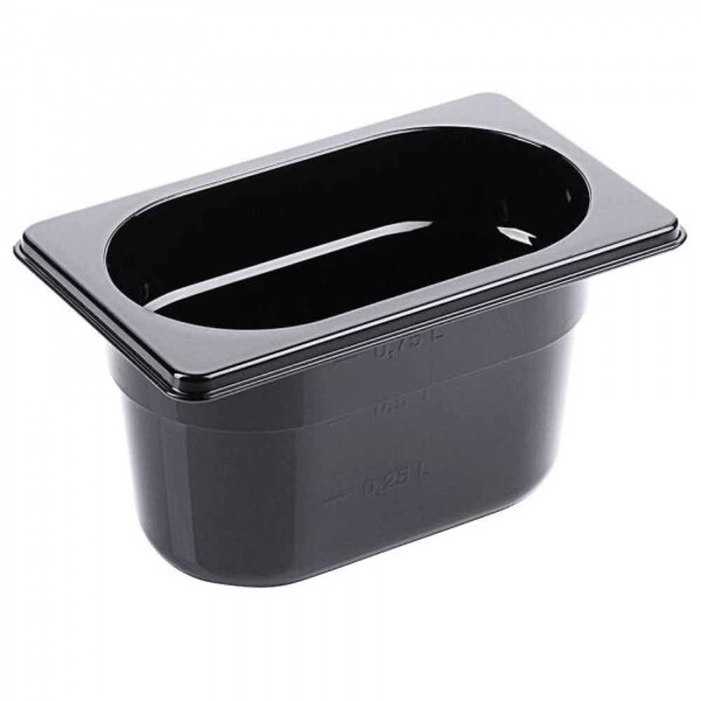 Fekete polikarbonát GN 1/9-es edény 100 mm mély, 0,8 L
