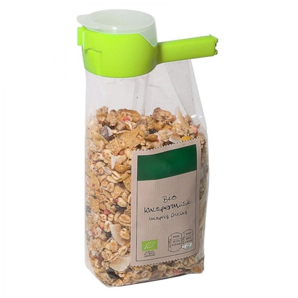 Frissen tartó zacskólezáró csipesz, zöld, 14 cm