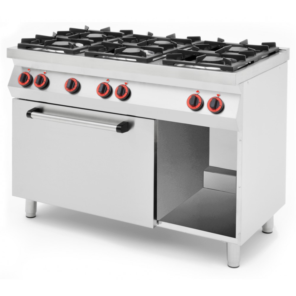 TECNOSTEEL 6 ÉGŐFEJES GÁZTŰZHELY, GÁZÜZEMŰ SÜTŐ