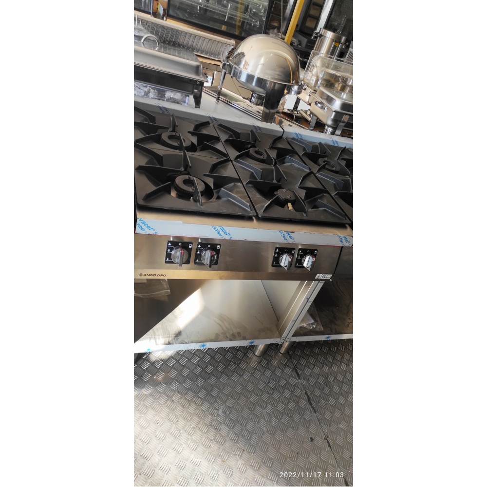 Angelo Po 4 Nyíltlángos Nagykonyhai Gáztűzhely alépítménnyel